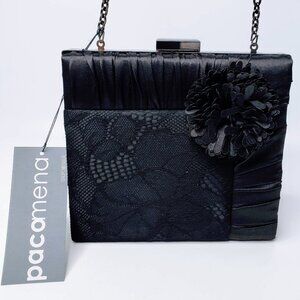 NWT Pacomena Flower Deco Tilt Clasp Wristlet Clutch Purse